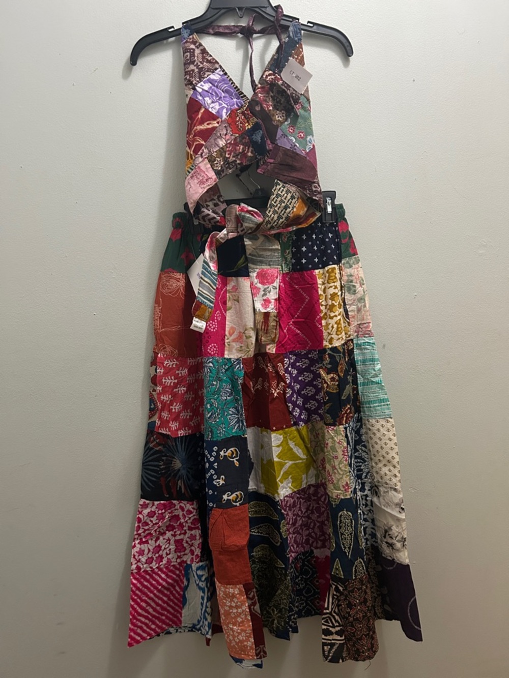 Patchwork 2pcs skirt set , Maxi Skirt and matching halter Top Multicolor S/M - Picture 2 of 5
